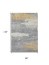8' X 10' Gold Gray And Ivory Abstract Washable Area Rug With UV Protection