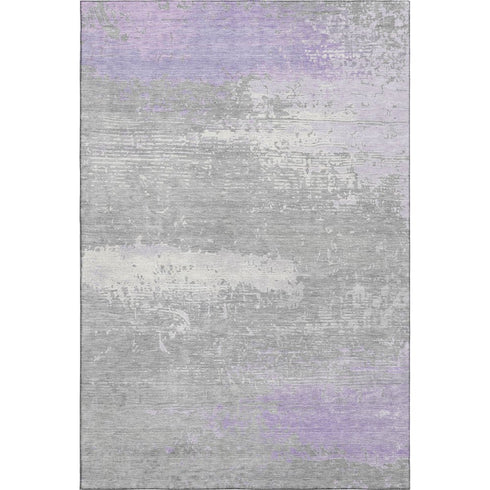 8' X 10' Lavender And Ivory Abstract Washable Area Rug With UV Protection