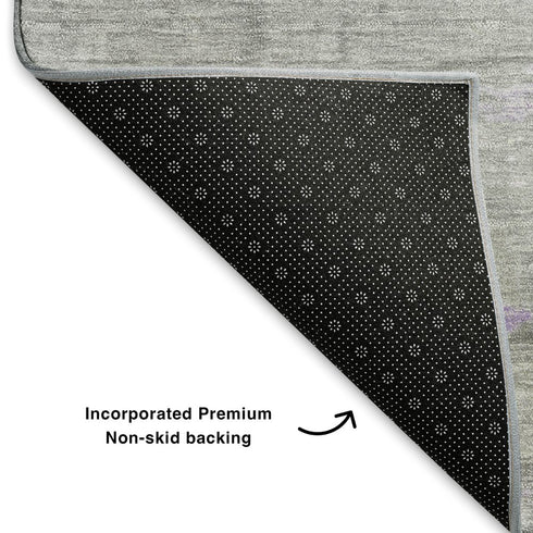8' X 10' Lavender And Ivory Abstract Washable Area Rug With UV Protection