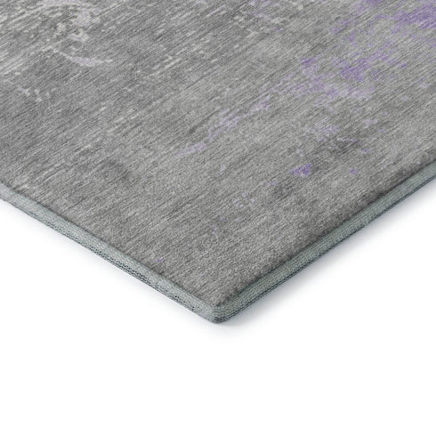 8' X 10' Lavender And Ivory Abstract Washable Area Rug With UV Protection