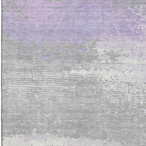 8' X 10' Lavender And Ivory Abstract Washable Area Rug With UV Protection
