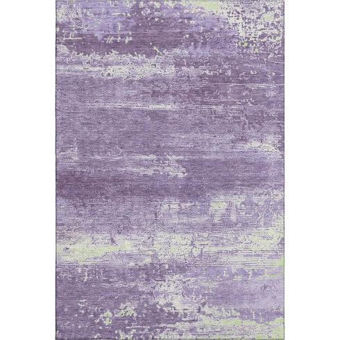 8' X 10' Purple And Ivory Abstract Washable Area Rug With UV Protection