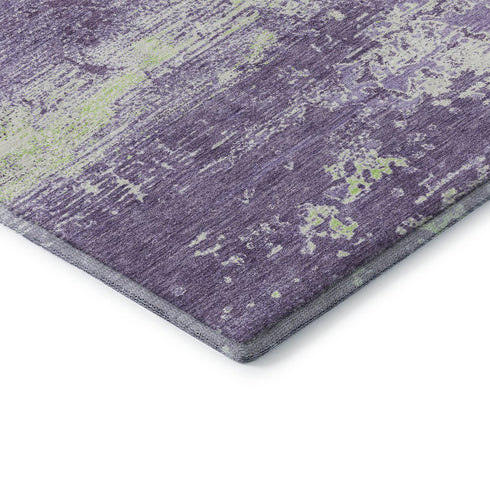 8' X 10' Purple And Ivory Abstract Washable Area Rug With UV Protection