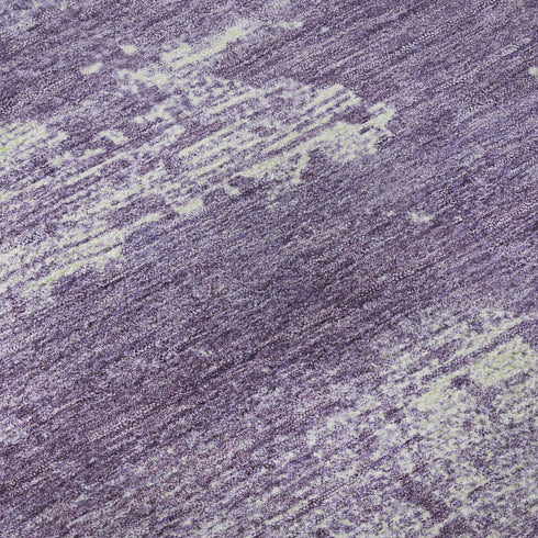 8' X 10' Purple And Ivory Abstract Washable Area Rug With UV Protection