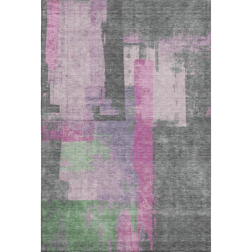 5' X 8' Blush And Gray Abstract Washable Area Rug With UV Protection