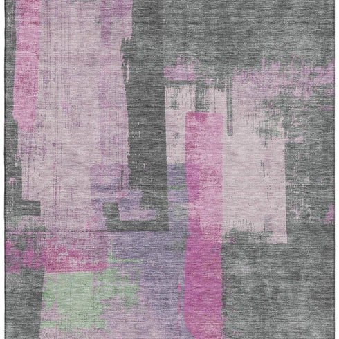 5' X 8' Blush And Gray Abstract Washable Area Rug With UV Protection
