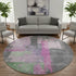 8' Blush And Gray Abstract Washable Round Rug With UV Protection