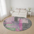 8' Blush And Gray Abstract Washable Round Rug With UV Protection