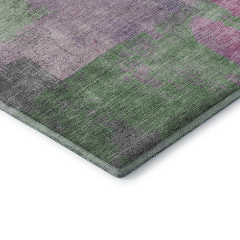 8' Blush And Gray Abstract Washable Round Rug With UV Protection