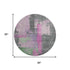 8' Blush And Gray Abstract Washable Round Rug With UV Protection