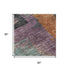 5' X 8' Charcoal Orange And Purple Abstract Washable Area Rug With UV Protection