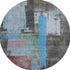 8' Sky Blue Gray And Silver Abstract Washable Round Rug With UV Protection