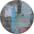 8' Sky Blue Gray And Silver Abstract Washable Round Rug With UV Protection