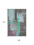 9' X 12' Teal Gray And Silver Abstract Washable Area Rug With UV Protection