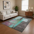 9' X 12' Teal Gray And Silver Abstract Washable Area Rug With UV Protection