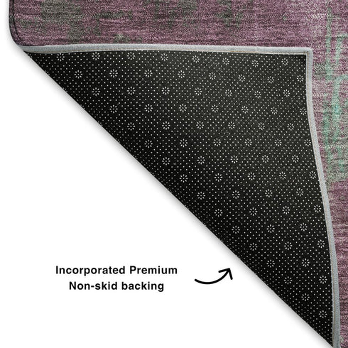 9' X 12' Teal Gray And Silver Abstract Washable Area Rug With UV Protection