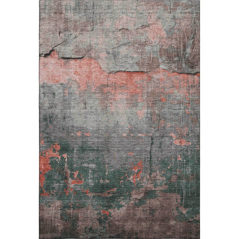 5' X 8' Coral Gray And Silver Abstract Washable Area Rug With UV Protection