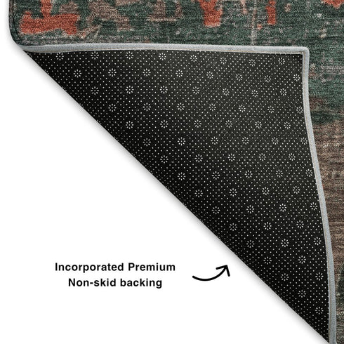 5' X 8' Coral Gray And Silver Abstract Washable Area Rug With UV Protection