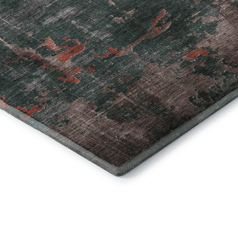 5' X 8' Coral Gray And Silver Abstract Washable Area Rug With UV Protection