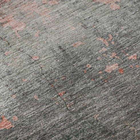 5' X 8' Coral Gray And Silver Abstract Washable Area Rug With UV Protection