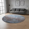 8' Sky Blue Gray And Silver Abstract Washable Round Rug With UV Protection