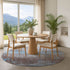 8' Sky Blue Gray And Silver Abstract Washable Round Rug With UV Protection