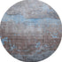 8' Sky Blue Gray And Silver Abstract Washable Round Rug With UV Protection