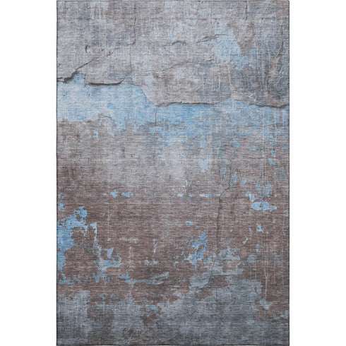 8' X 10' Sky Blue Gray And Silver Abstract Washable Area Rug With UV Protection