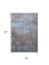 8' X 10' Sky Blue Gray And Silver Abstract Washable Area Rug With UV Protection