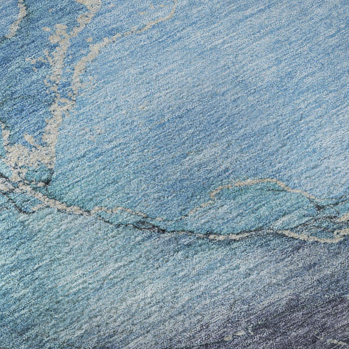 5' X 8' Blue And Gray Abstract Washable Area Rug With UV Protection