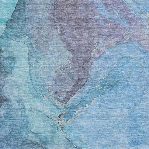 8' X 10' Blue And Gray Abstract Washable Area Rug With UV Protection