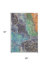 5' X 8' Blue Green And Orange Abstract Washable Area Rug With UV Protection