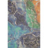 8' X 10' Blue Green And Orange Abstract Washable Area Rug With UV Protection