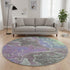 8' Purple Blue And Green Abstract Washable Round Rug With UV Protection