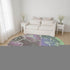8' Purple Blue And Green Abstract Washable Round Rug With UV Protection