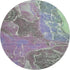 8' Purple Blue And Green Abstract Washable Round Rug With UV Protection
