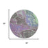 8' Purple Blue And Green Abstract Washable Round Rug With UV Protection