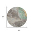 8' Taupe Brown And Gray Abstract Washable Round Rug With UV Protection