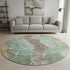 8' Taupe Brown And Gray Abstract Washable Round Rug With UV Protection