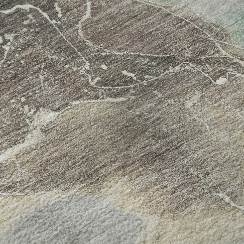 8' X 10' Taupe Brown And Gray Abstract Washable Area Rug With UV Protection