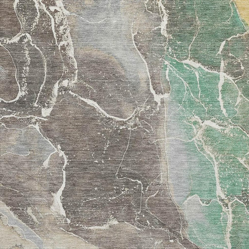 8' X 10' Taupe Brown And Gray Abstract Washable Area Rug With UV Protection