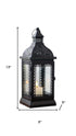 13" Clear And Black Glass And Metal Tabletop Lantern Candle Holder