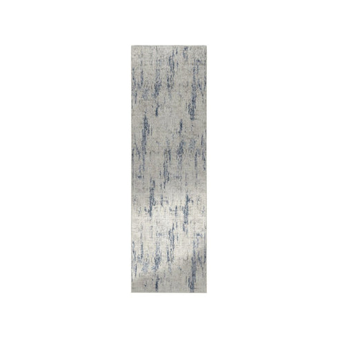 8' X 10' Ivory And Slate Blue Abstract Washable Area Rug