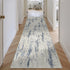 8' X 10' Ivory And Slate Blue Abstract Washable Area Rug