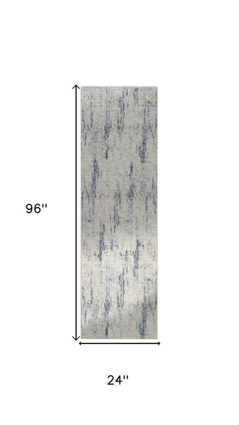 8' X 10' Ivory And Slate Blue Abstract Washable Area Rug