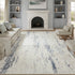 8' X 10' Ivory And Slate Blue Abstract Washable Area Rug