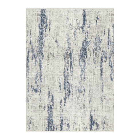 8' X 10' Ivory And Slate Blue Abstract Washable Area Rug