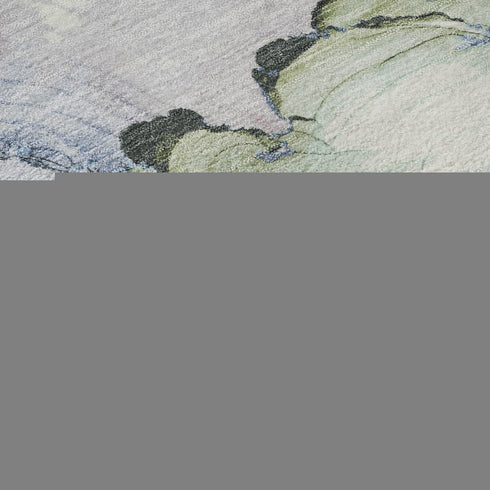 8' X 10' Artichoke Green Lavender And Ivory Abstract Washable Area Rug With UV Protection