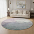 8' Pale Aqua Lavender And Ivory Abstract Washable Round Rug With UV Protection