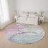 8' Pale Aqua Lavender And Ivory Abstract Washable Round Rug With UV Protection